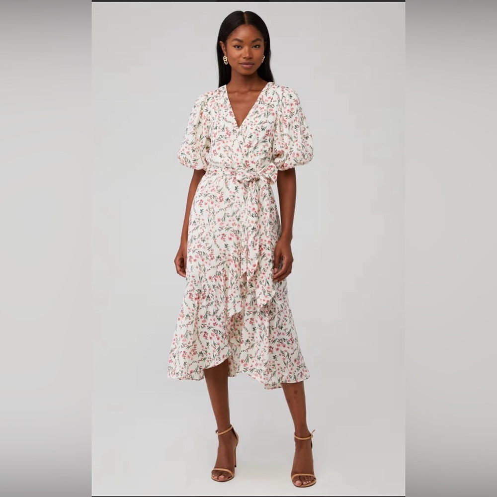 MINKPINK Kasey Puff Sleeve Midi Dress